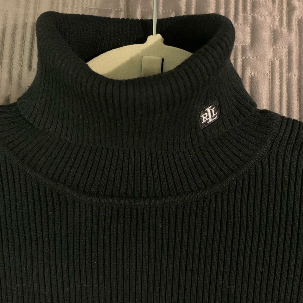 Ralph Lauren 💐Cotton Turtleneck Black Large NEW🎉